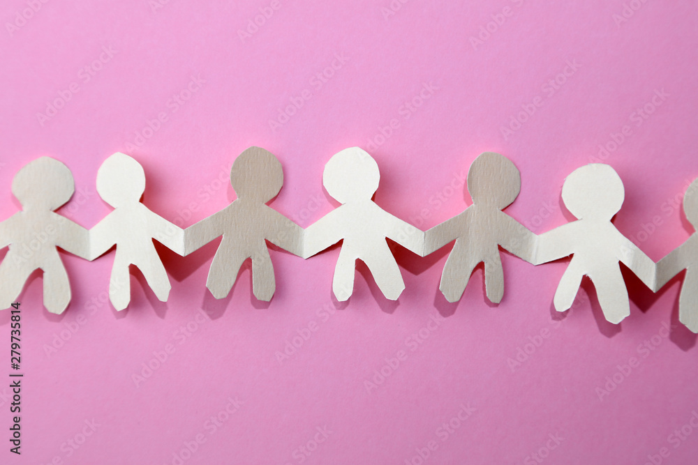 Paper chain team holding hands Paper chain team holding hands
