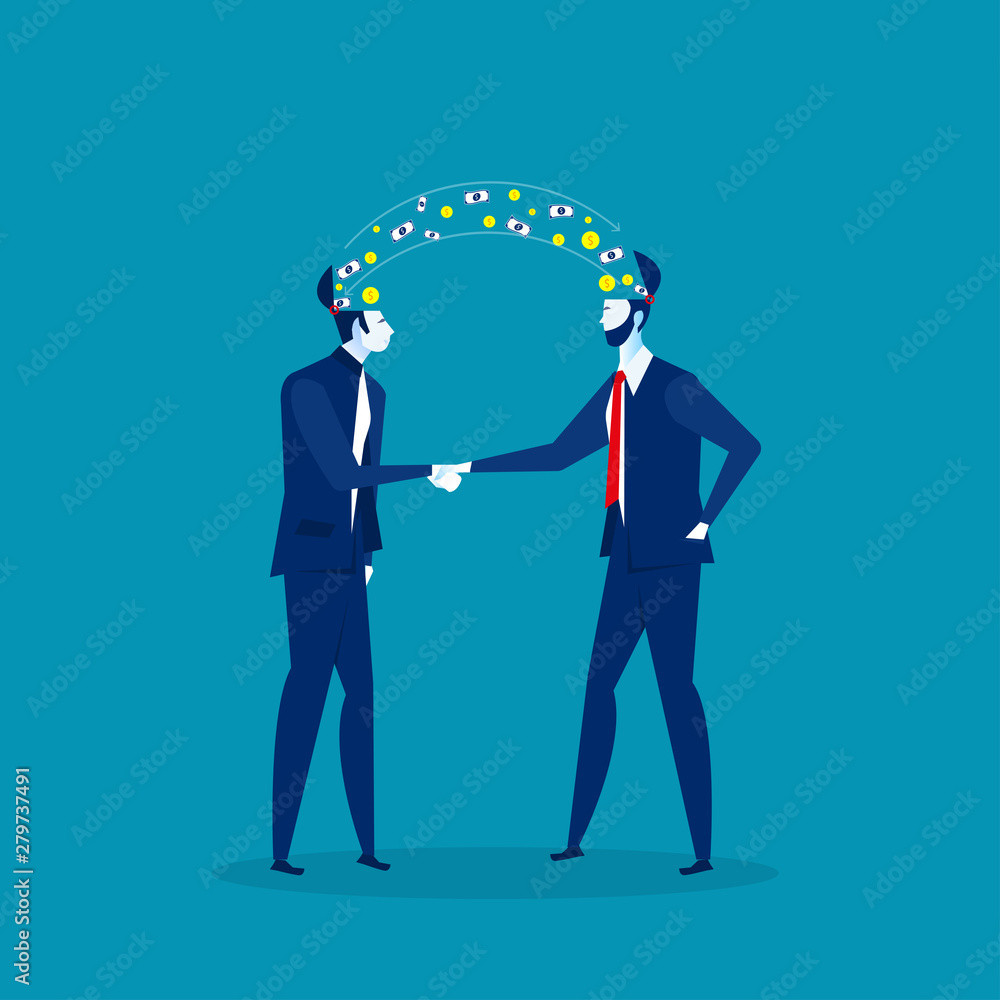 Two businessmen shaking hands with investment profit Business idea concepts. -Vector Illustration Two businessmen shaking hands with investment profit Business idea concepts. -Vector Illustration