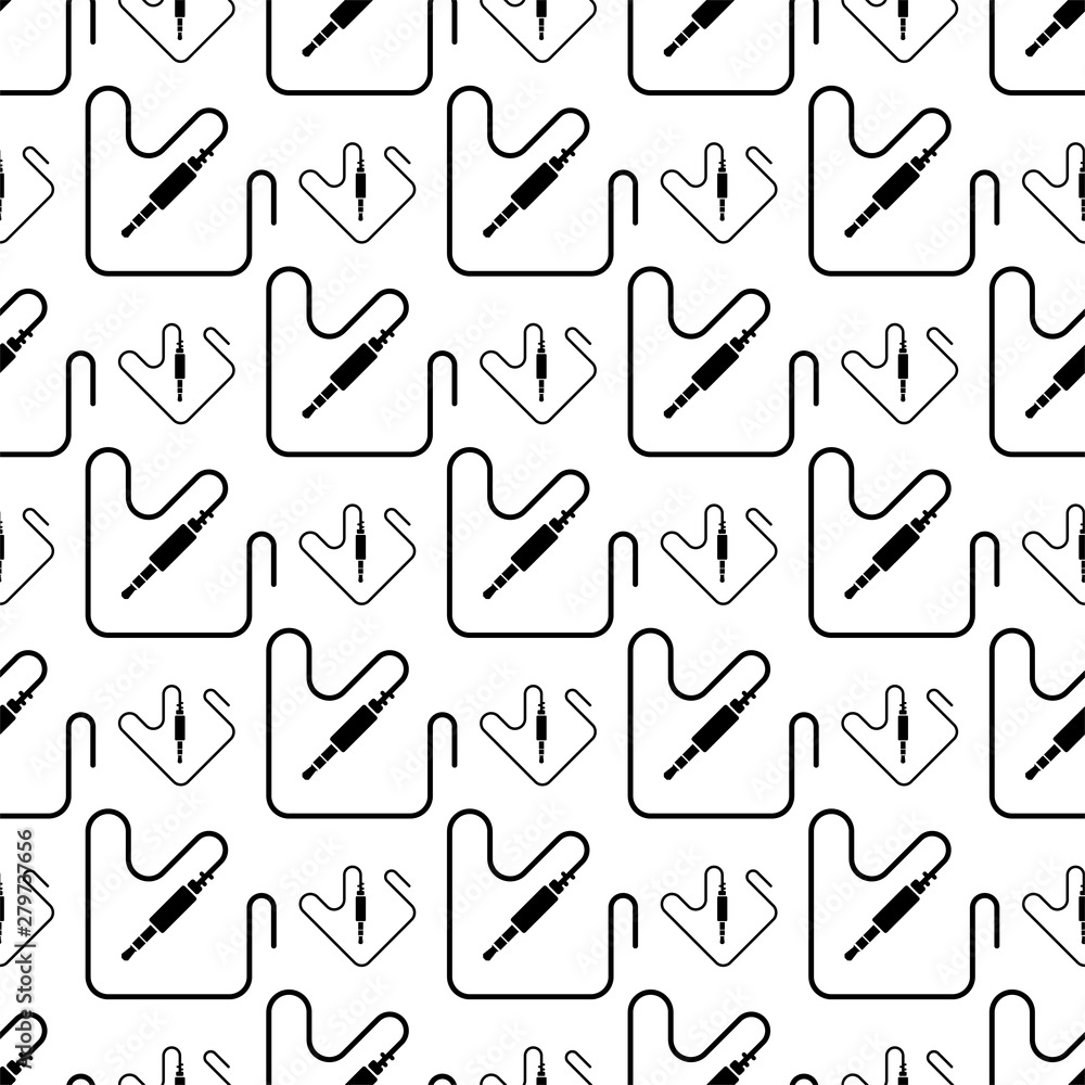 Audio Cable Icon, Plug Wire Seamless Pattern Audio Cable Icon, Plug Wire Seamless Pattern