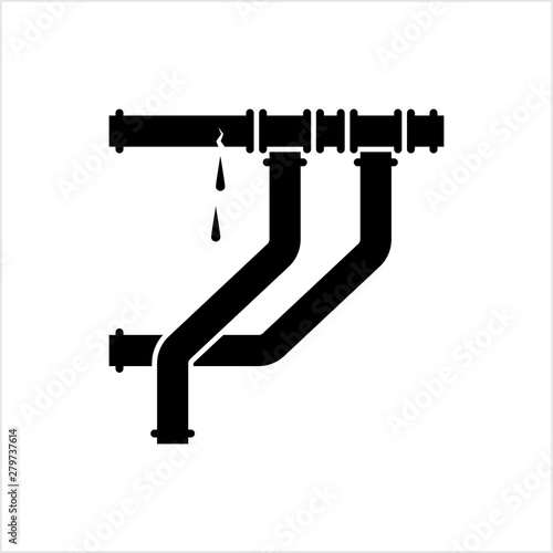 Broken Pipe Icon, Leakage In Pipe