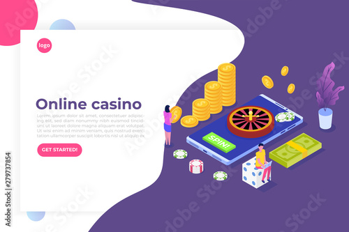 Online casino, online gambling, gaming apps  isometric vector illustration