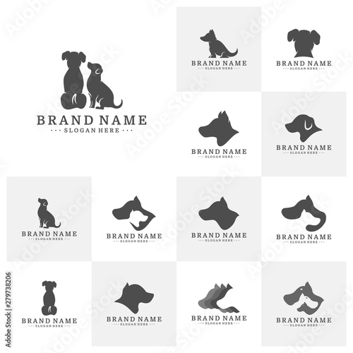 Set of Dog logo Design Vector Template. Dog icon logo vector