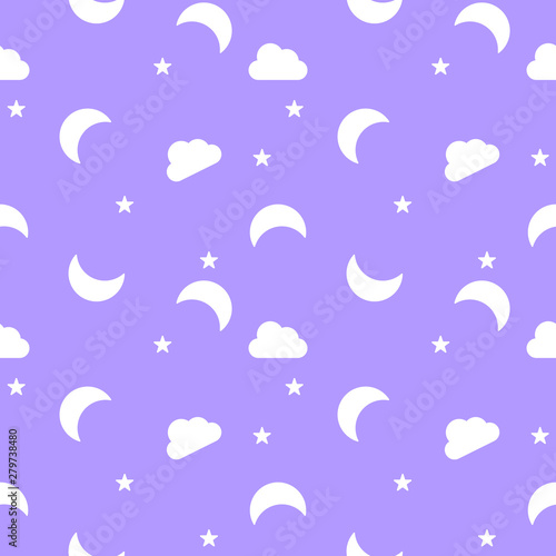 moon stars cloud pattern seamless background vector