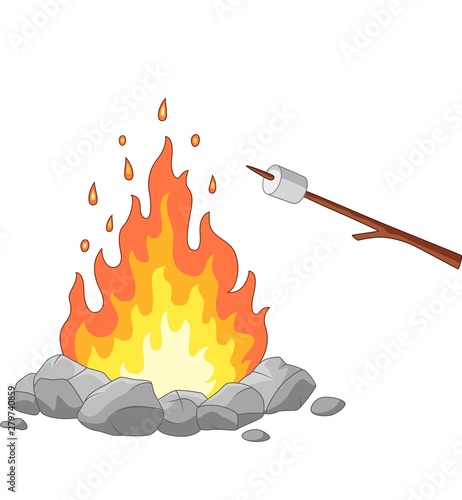 Campfire and marshmallow roast on a stick