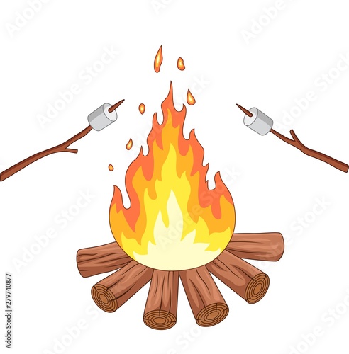 Campfire and marshmallow roast on a stick