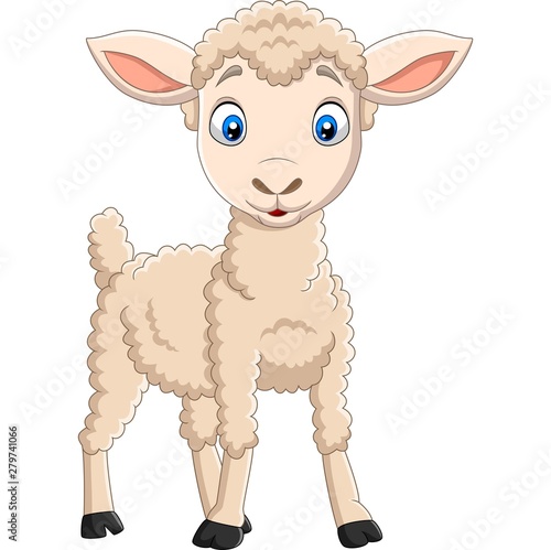 Cartoon happy lamb isolated on white background