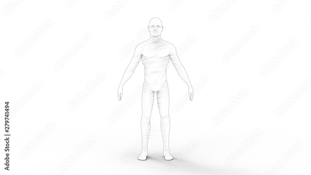 3d rendering of a male cad model person isolated in white background