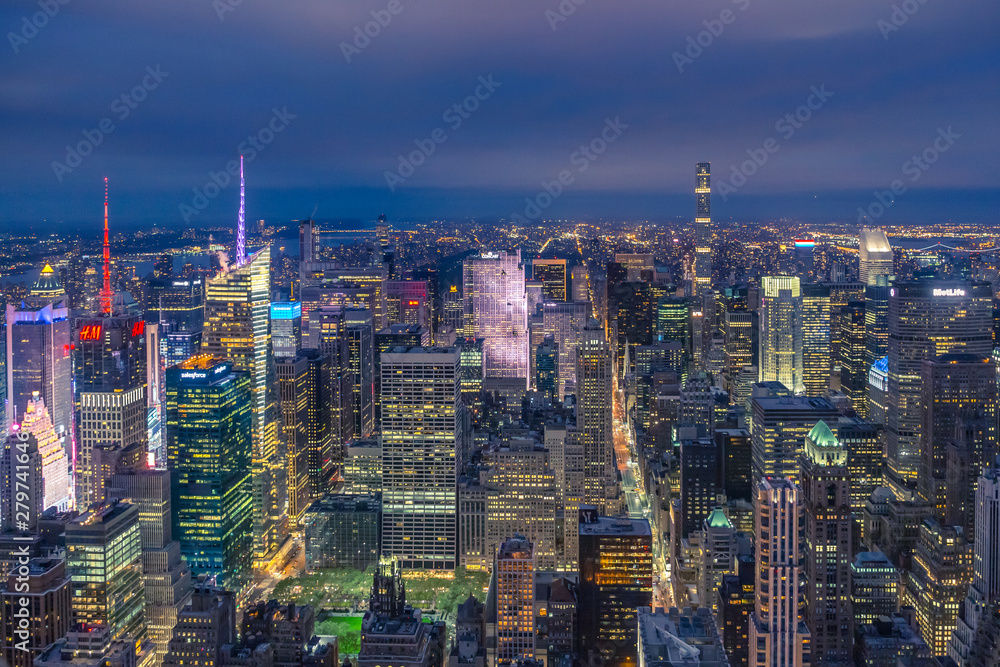New York City Skyline at Blue Hour, viewed from Empire State Building