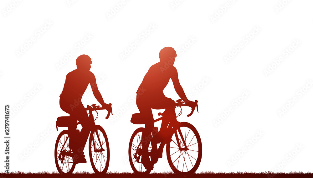 Fototapeta premium Cycling Silhouette on white background
