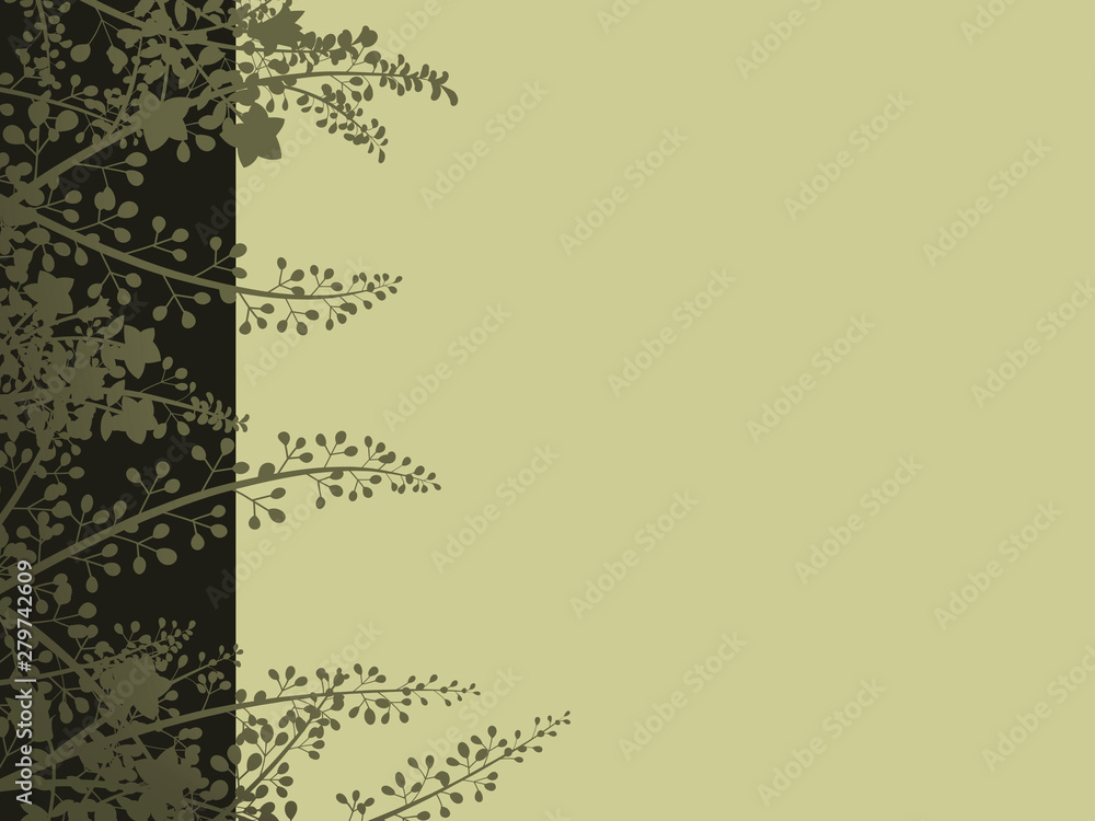和柄　秋草の和風背景素材/緑