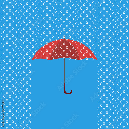 Opened red umbrella protecting from rain 