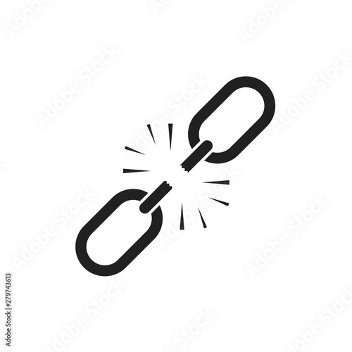 Broken link. Disconnect chain. Isolated element. Cinnection symbol. Freedom sign.