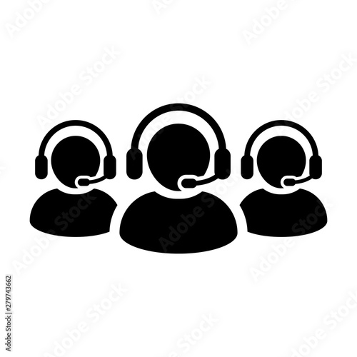 Helpline icon vector male business customer support service person profile avatar with headphone for online assistant in glyph pictogram illustration