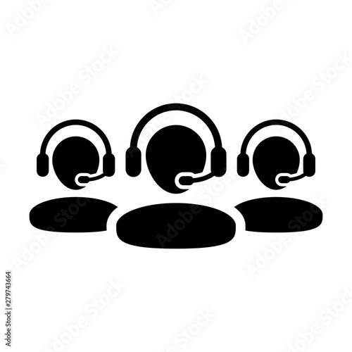 Hotline icon vector male business customer support service person profile avatar with headphone for online assistant in glyph pictogram illustration