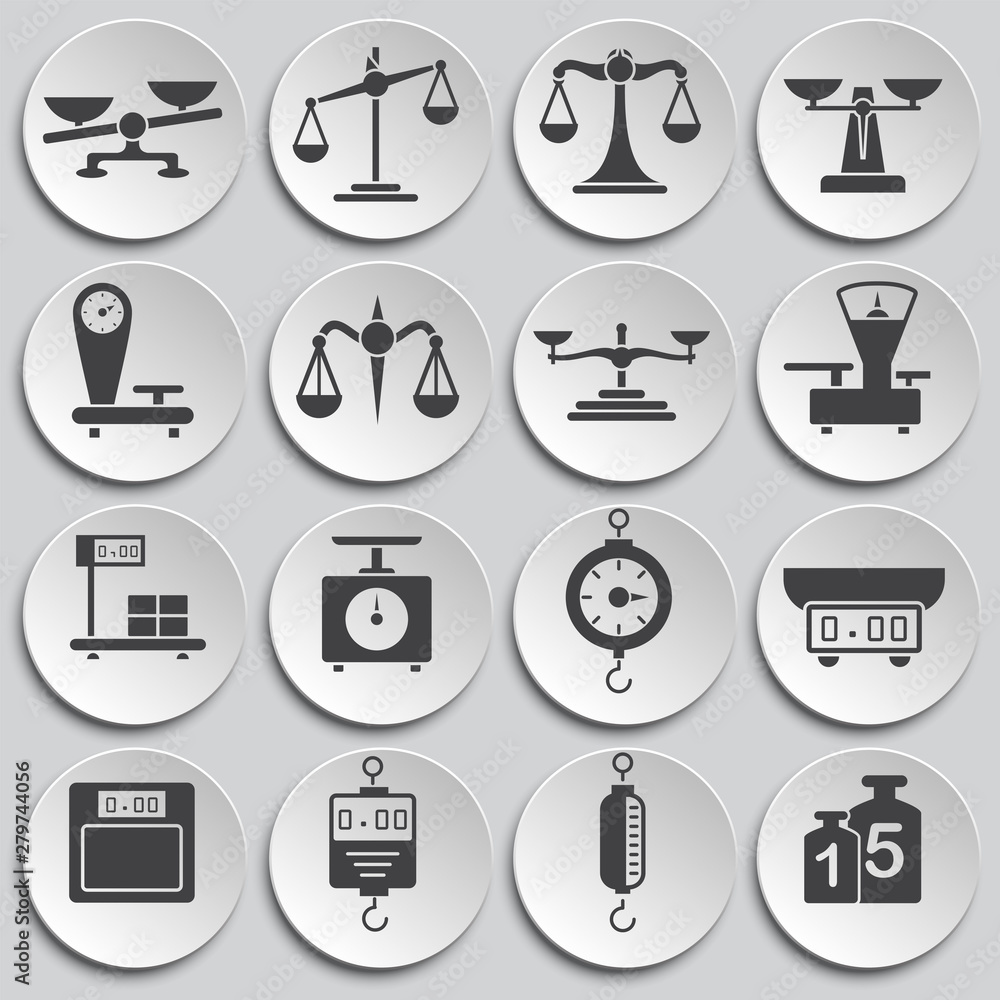 Scale related icons set on background for graphic and web design. Simple illustration. Internet concept symbol for website button or mobile app.