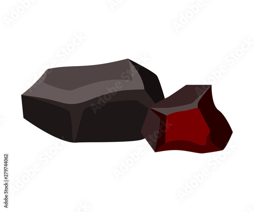 Two black coal. Vector illustration on white background.
