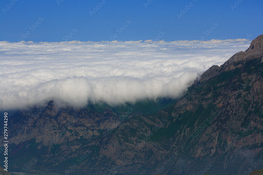Caucasus. Daryal gorge. Rocky ridge.