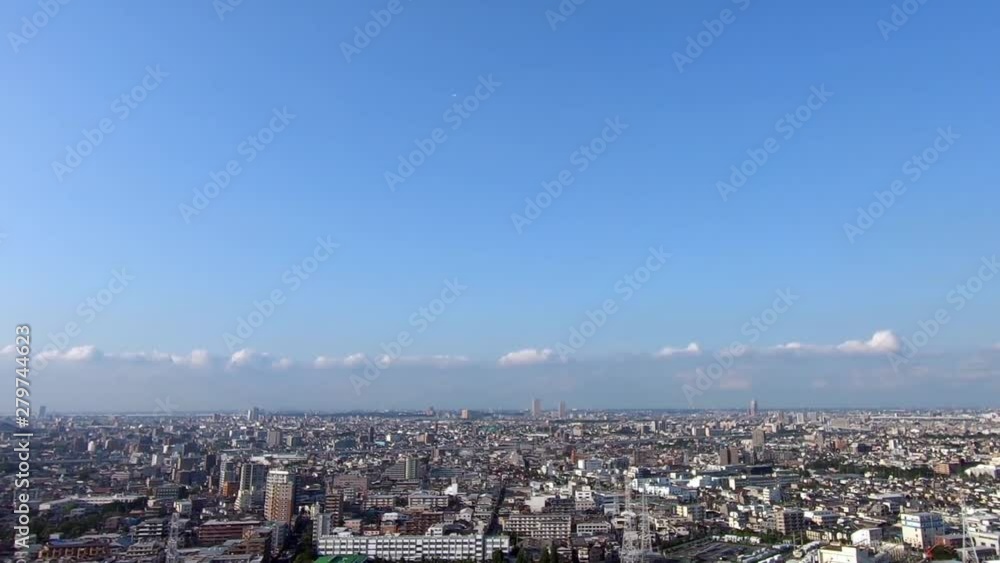Panoramic landscape of the city with blue sky Panoramic landscape of the city with blue sky