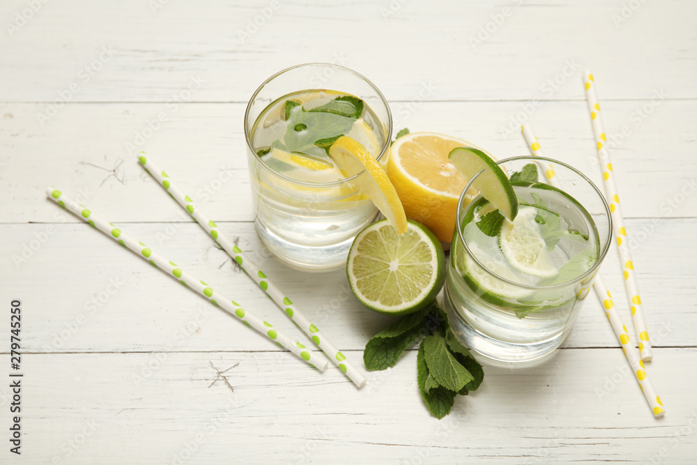 Fresh detox lemon water, healthy drink. Summer citrus lemonade. Fresh detox lemon water, healthy drink. Summer citrus lemonade.