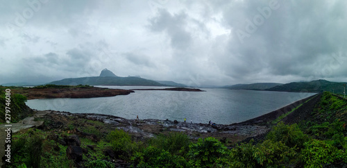 Panorama of Pawna lake in India