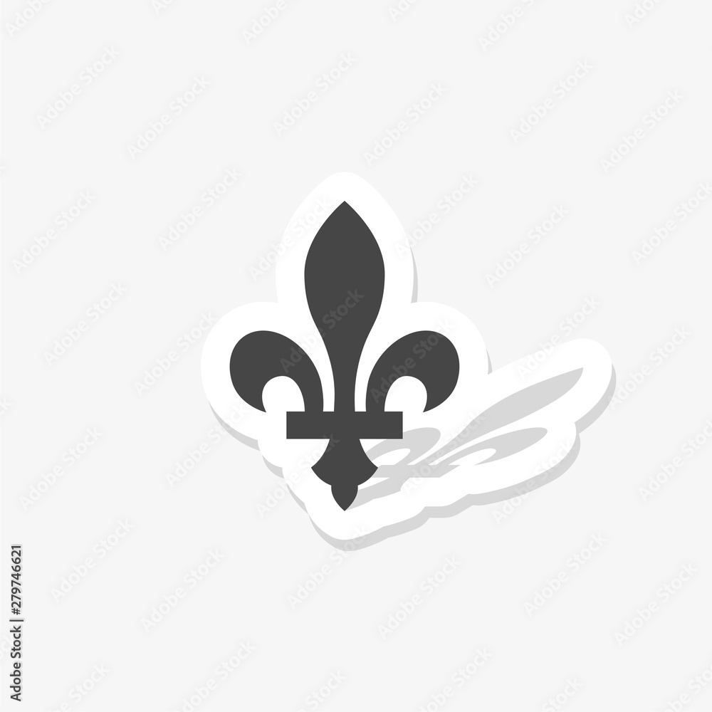 Black silhouetted of Fleur-de-lis sticker isolated on white background Black silhouetted of Fleur-de-lis sticker isolated on white background