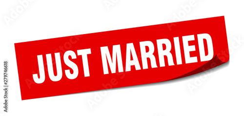 just married sticker. just married square isolated sign. just married