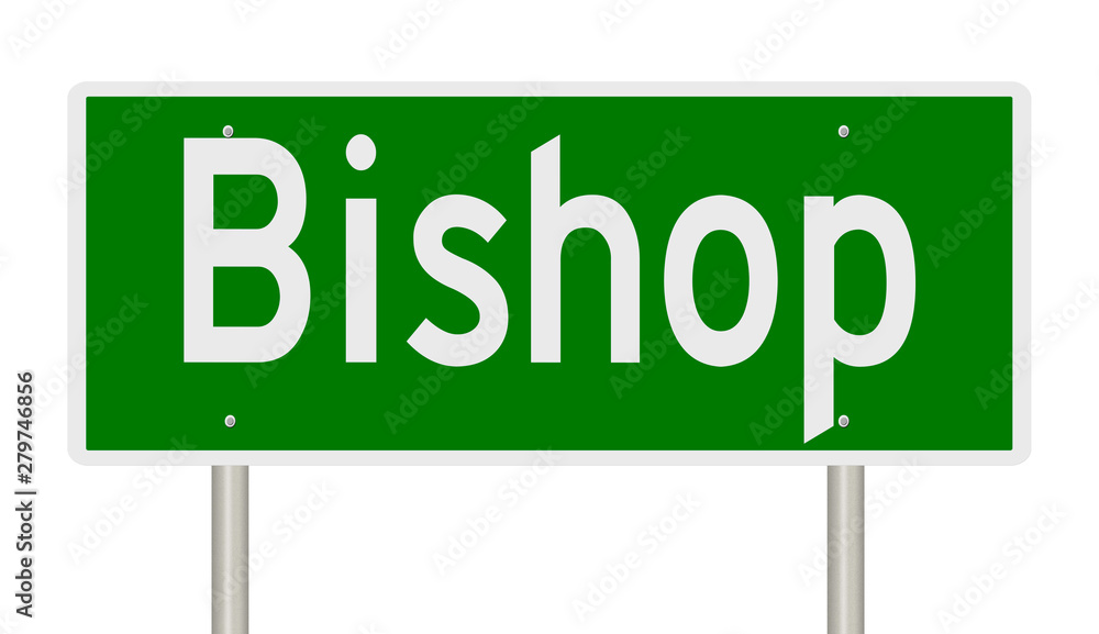 Rendering of a green highway sign for Bishop California Rendering of a green highway sign for Bishop California