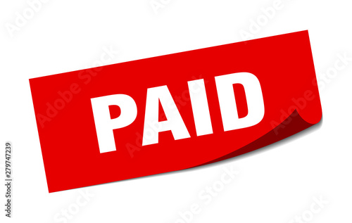 paid sticker. paid square isolated sign. paid