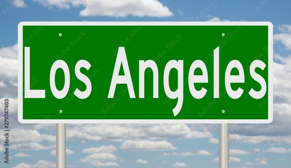 Rendering of a green highway sign for Los Angeles Rendering of a green highway sign for Los Angeles