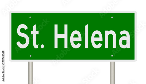 Rendering of a green highway sign for St. Helena California photo