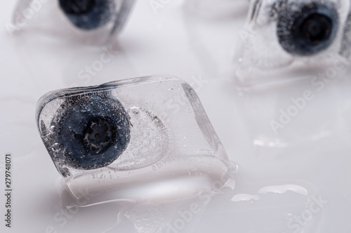 blueberry in the ice cube