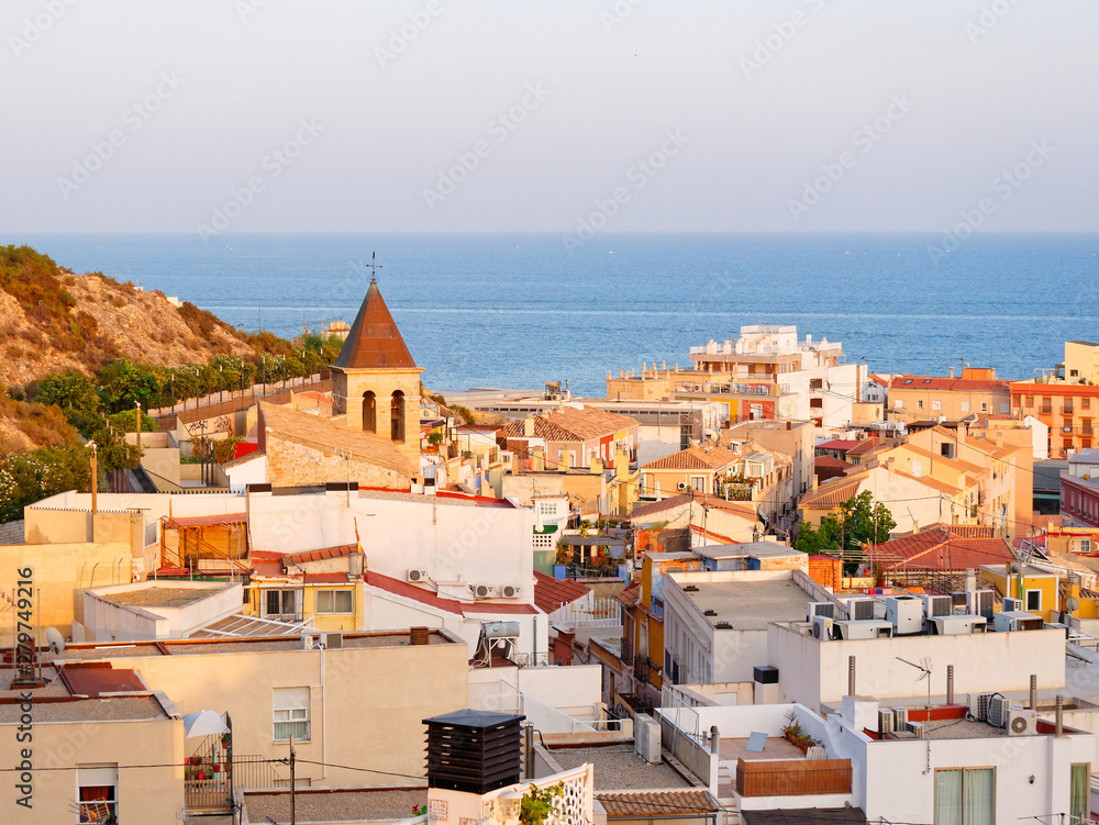 Panorama of Alicante and the Mediterranean Sea. Spain.