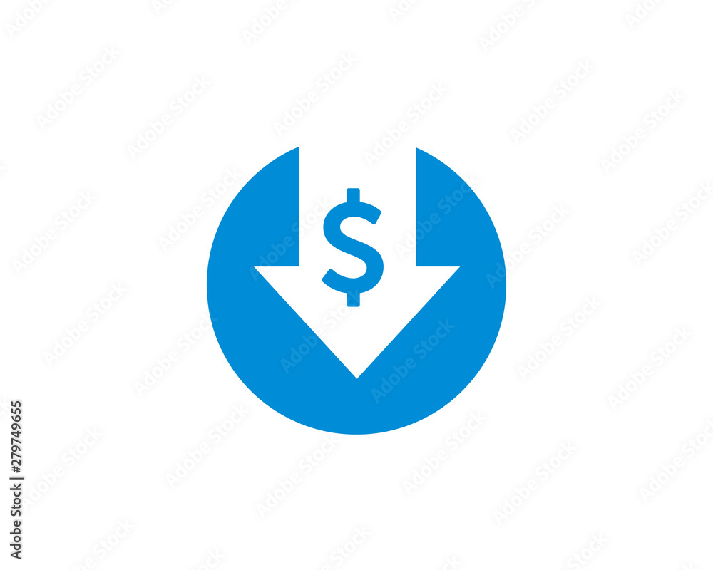 Cost reduction icon. Dollar Down Icon Vector. symbol for web site Computer and mobile vector. Cost reduction icon. Dollar Down Icon Vector. symbol for web site Computer and mobile vector.