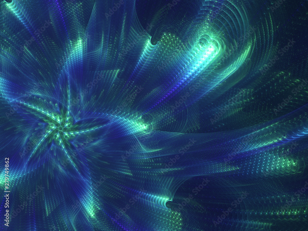 blue abstract fractal background 3d rendering illustration