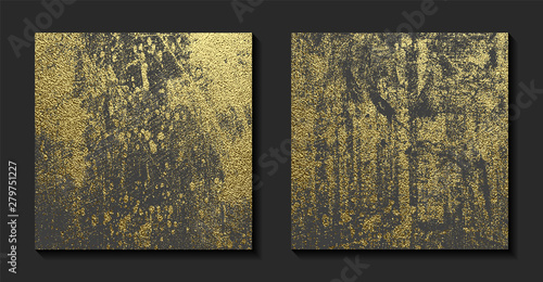 Gold grunge texture to create distressed effect. Patina scratch golden elements. Vintage abstract illustration. Bright sketch surface. Overlay distress grain graphic design.