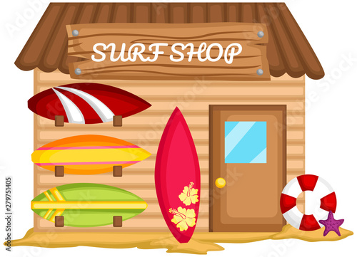  a vector of a surf shack in the beach