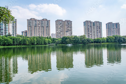 Real estate real estate on the lakeside of Foshan Asian Art Park, Guangdong, China