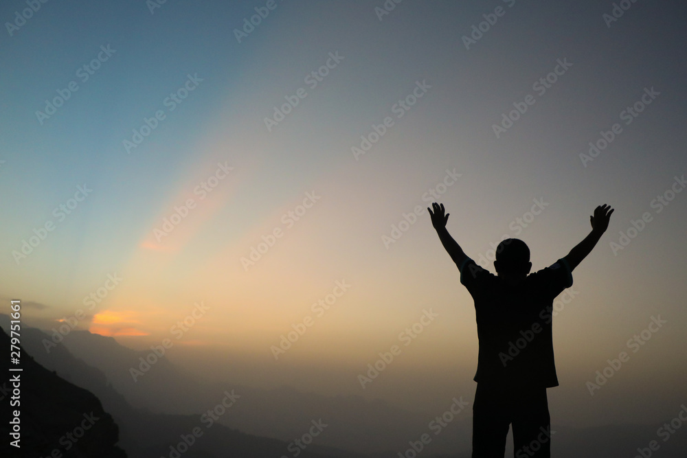 Freedom and travel A child With a silhouette Freedom and travel A child With a silhouette
