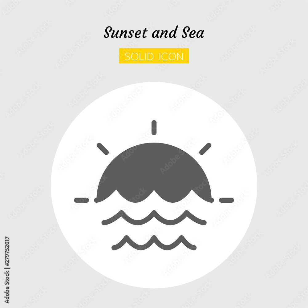 solid icon symbol, sunrise sunset and sea Isolated flat silhouette vector design solid icon symbol, sunrise sunset and sea Isolated flat silhouette vector design