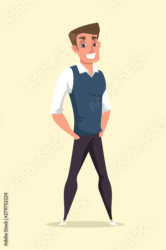 Smiling handsome guy flat vector illustration