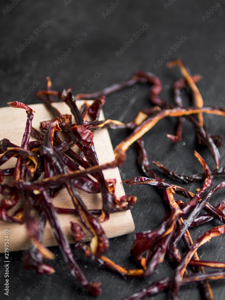 Pile of red dry peppers