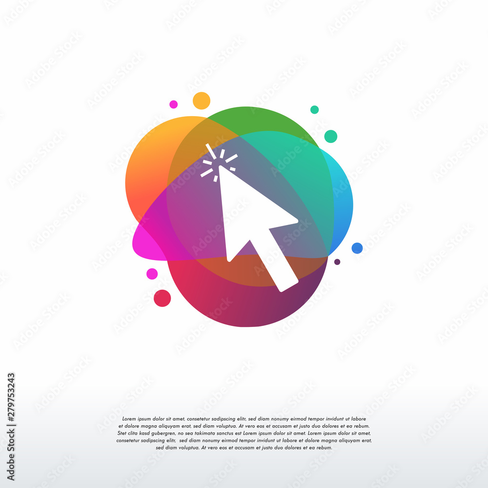 Colorful Cursor logo designs vector, Color Online Cursor logo Stock