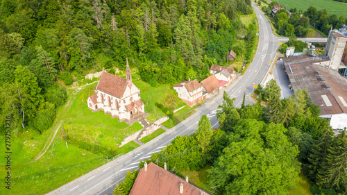 aerial view image of the  St. Ulrich's Chapel at Neckarhausen Germany photo