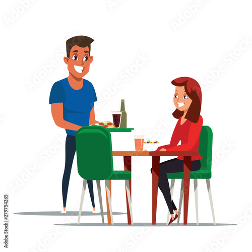 Food court, pizzeria flat vector illustration