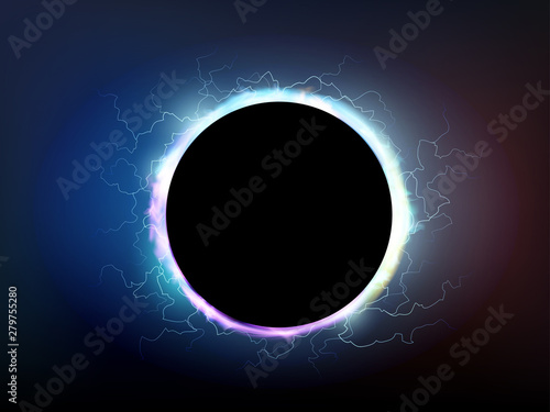 Electrical discharges around the black hole. Power bright energy plasma