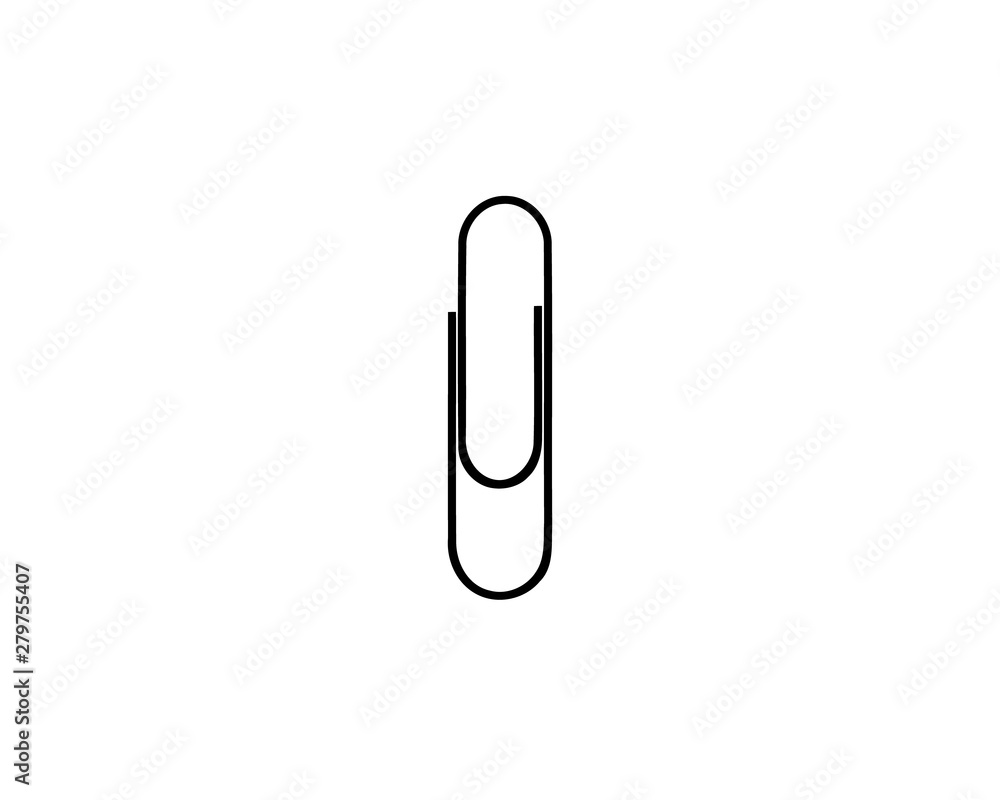 Black isolated icon of paper clip on white background. Silhouette of paper clip. Flat design. Black isolated icon of paper clip on white background. Silhouette of paper clip. Flat design.
