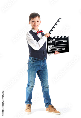 Little boy with clapperboar...