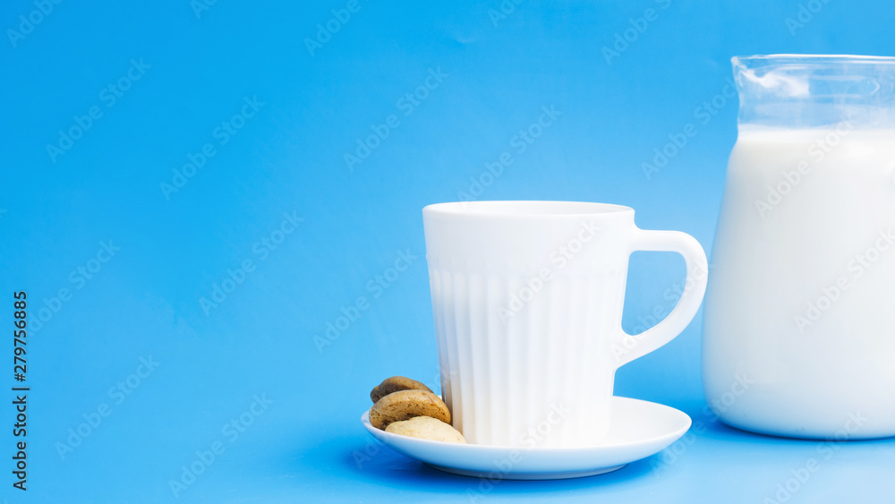 Cup of milk with cookies Cup of milk with cookies