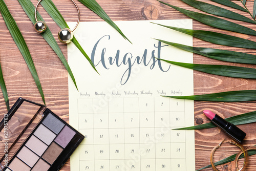 Paper calendar, cosmetics a...