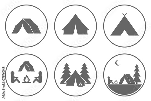 Tourist tent icon. Camping sign. Tourism symbol. Vector.